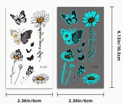 Glow-in-the-Dark Temporary Tattoo Stickers – 12 Sheets