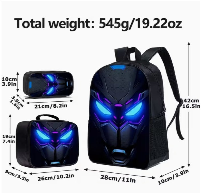 3-Piece Futuristic School Bag Set