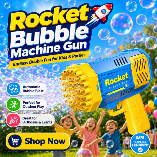 Rocket Bubble Machine Gun – Fun Automatic Bubble Blaster for Kids & Parties