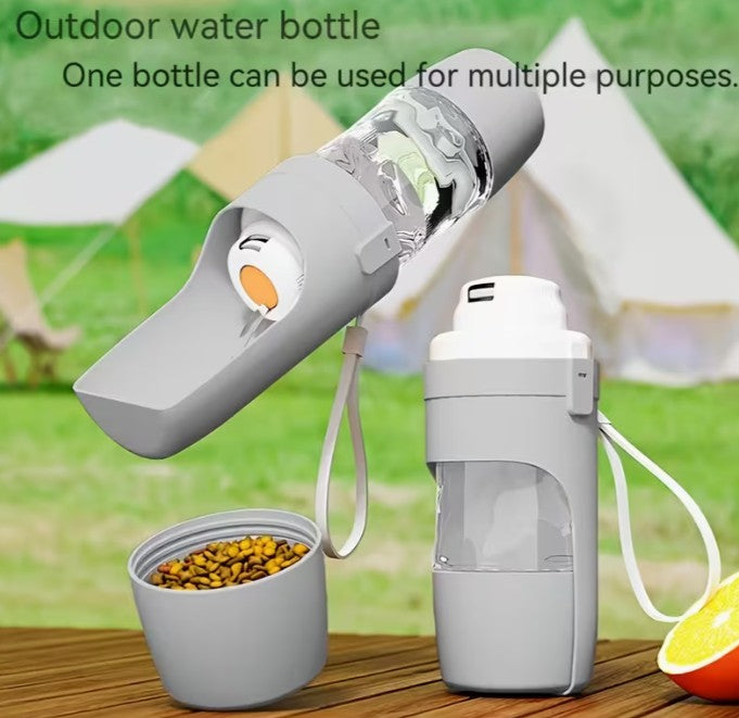Portable 2-in-1 Pet Water & Food Feeder Bottle